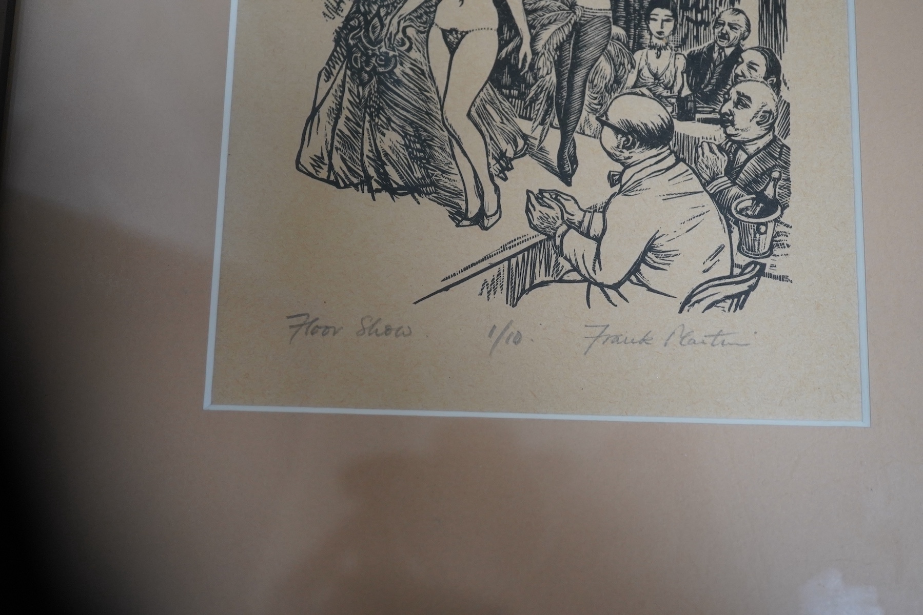 Frank Martin (1921-2005), three engravings and etchings, to include Two girls sitting on the floor, artist's proof and ‘Floor Show’, limited edition 1/10, each signed, largest 20 x 12cm. Condition - fair/good